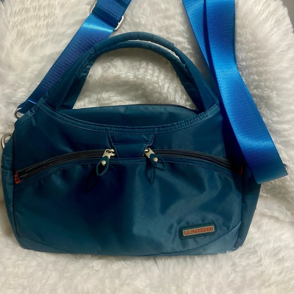 Modern Teal Messenger Bag with Adjustable Strap Waterproof Nylon